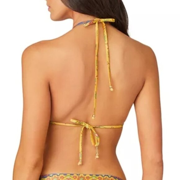 Shoshanna Mitered Printed Halter Triangle Swim Bikini Top Size S Multicolor - Picture 2 of 3